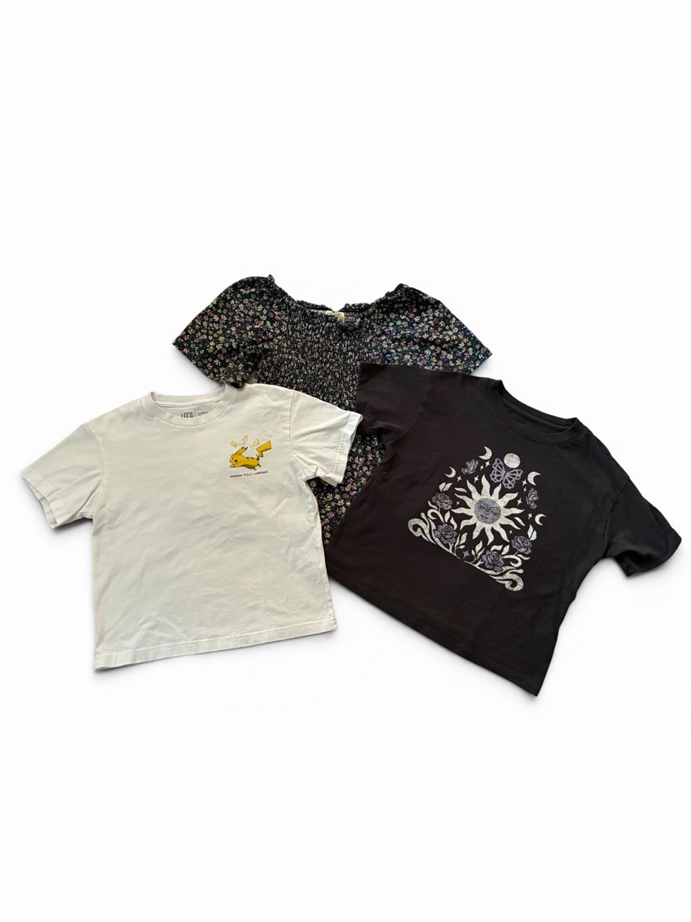 Girls Shirt Lot Size 8 Uniqlo Pokemon Pikachu Floral Sun Moon Graphic Tee Kids